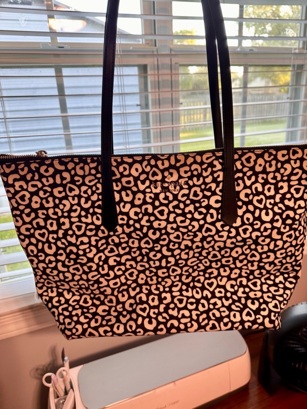 Kate Spade Black & White Nylon Leopard Print Purse - Picture 3 of 6